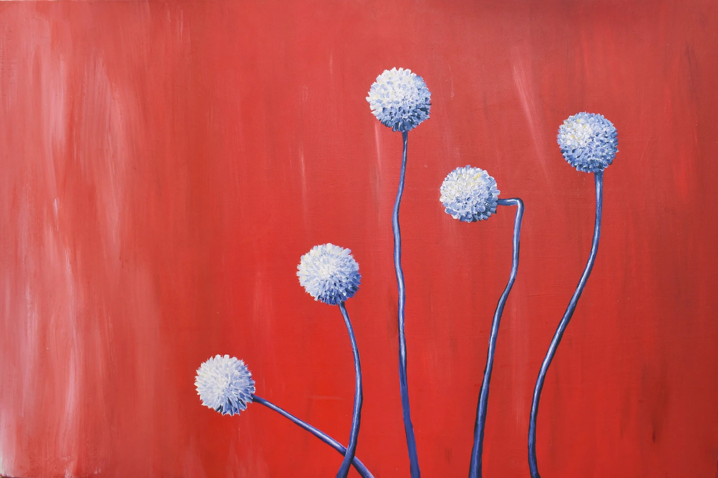 Bobbles on Red - Original Acrylic on Stretched Canvas