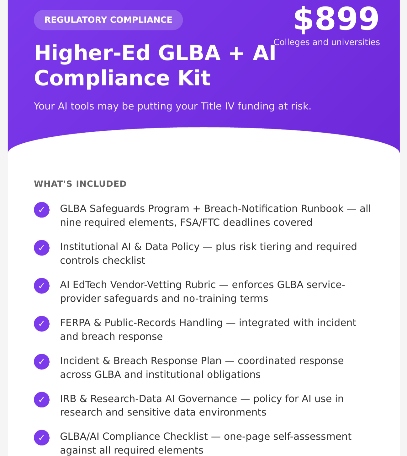 Higher-Ed GLBA + AI Compliance Kit