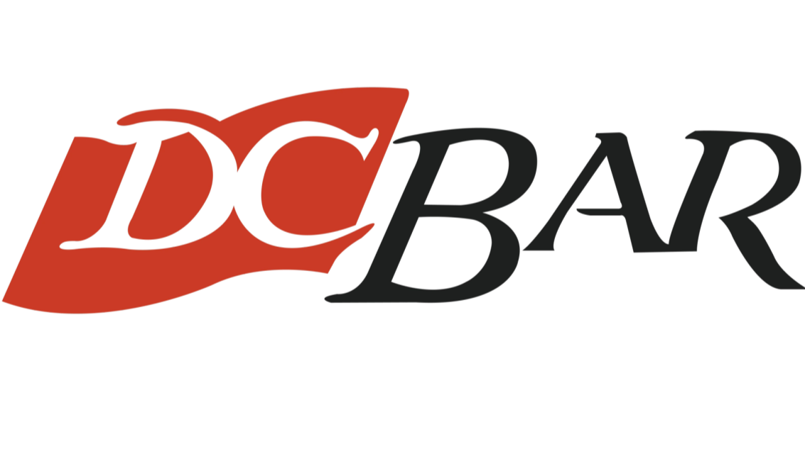 DC Bar logo with stylized red and black lettering.