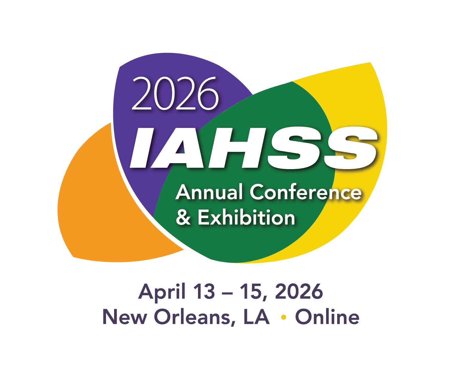 Logo for the 2026 IAHS Annual Conference & Exhibition with colorful overlapping shapes in purple, green, orange, and yellow.