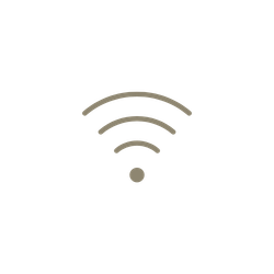 Wi-Fi signal icon with curved lines above a small circle