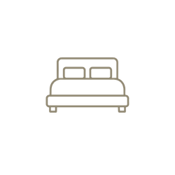 Line drawing of a bed with two pillows.