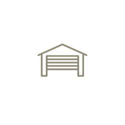 Outline of a garage with a garage door