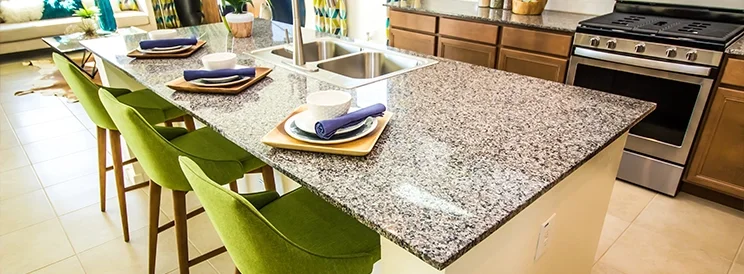 Fix-It Construction Services kitchen countertop installation with granite island and seating Harrisonburg VA