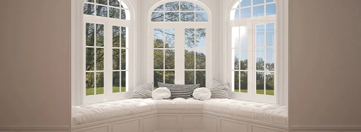 Fix-It Construction Services bow window installation with curved multi window design Harrisonburg VA