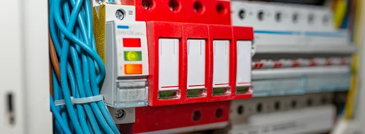 Fix-It Construction Services surge protector installed in electrical panel with wiring Harrisonburg VA