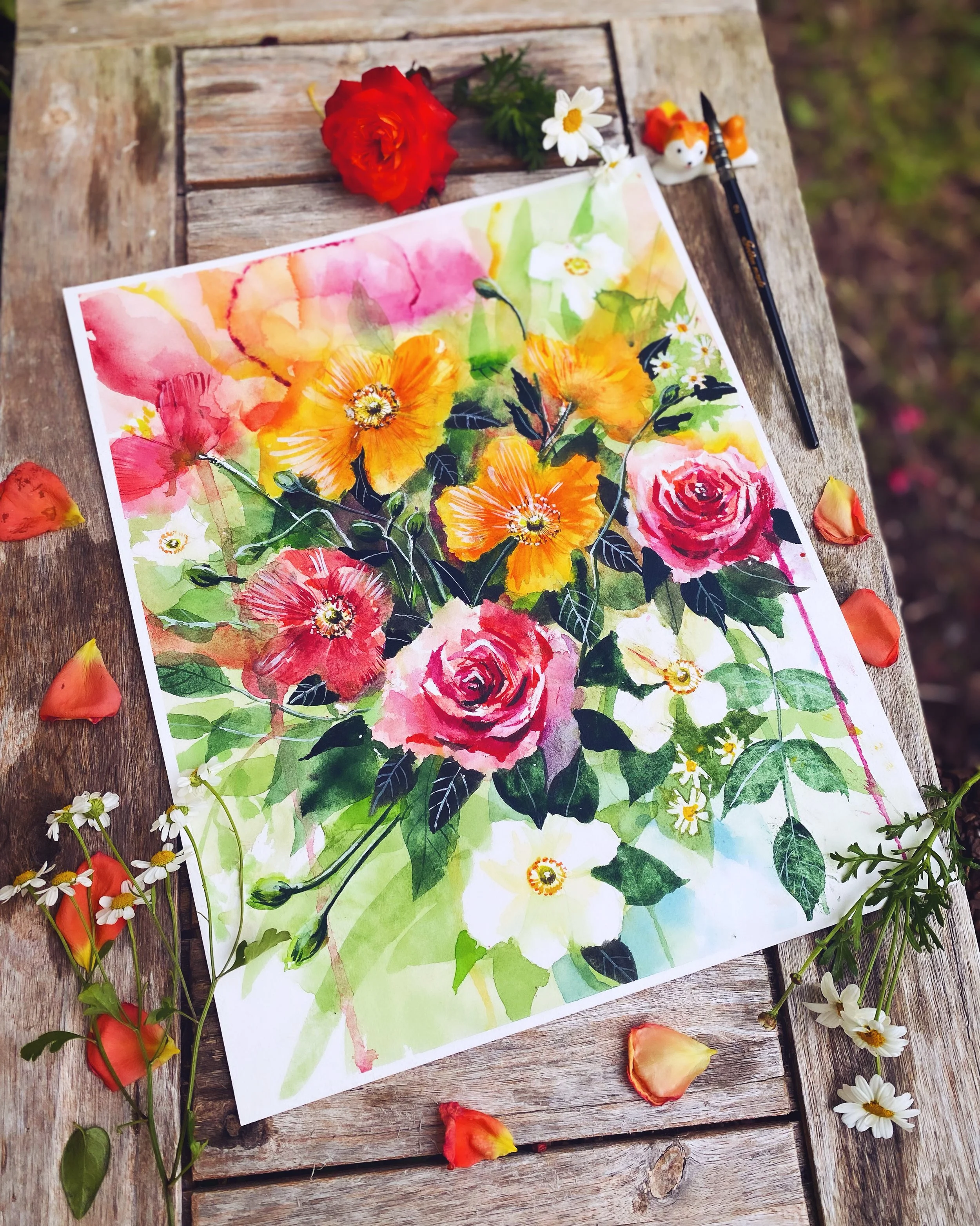 A bright garden inspired painting 