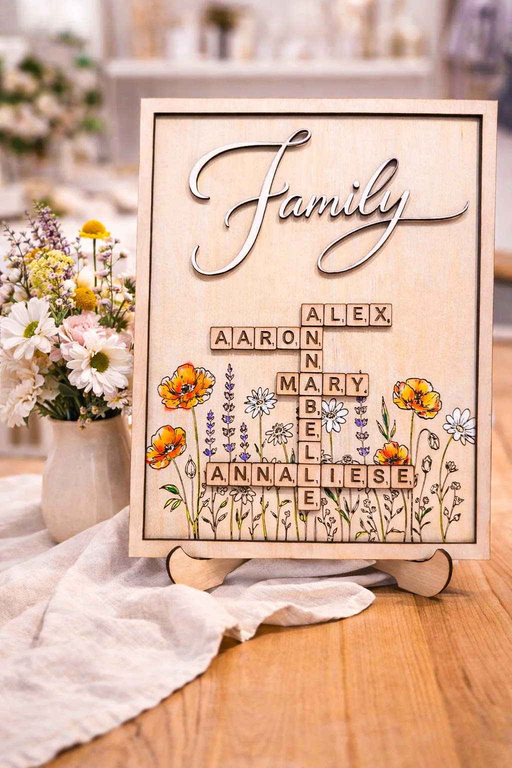 DIY Family Name Wood Sign SVG with Floral Design