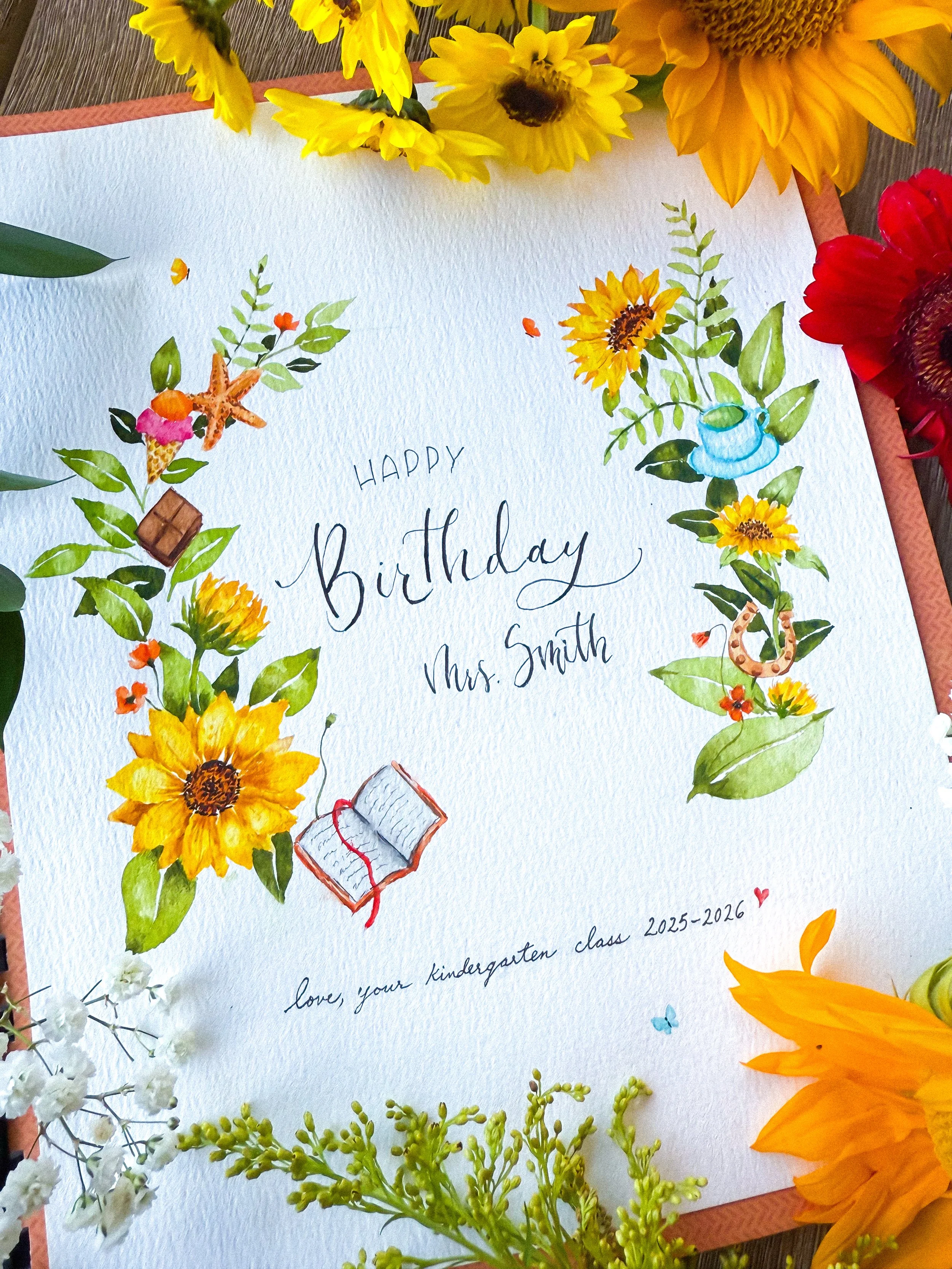 A special birthday painting for our Kindergarten teacher