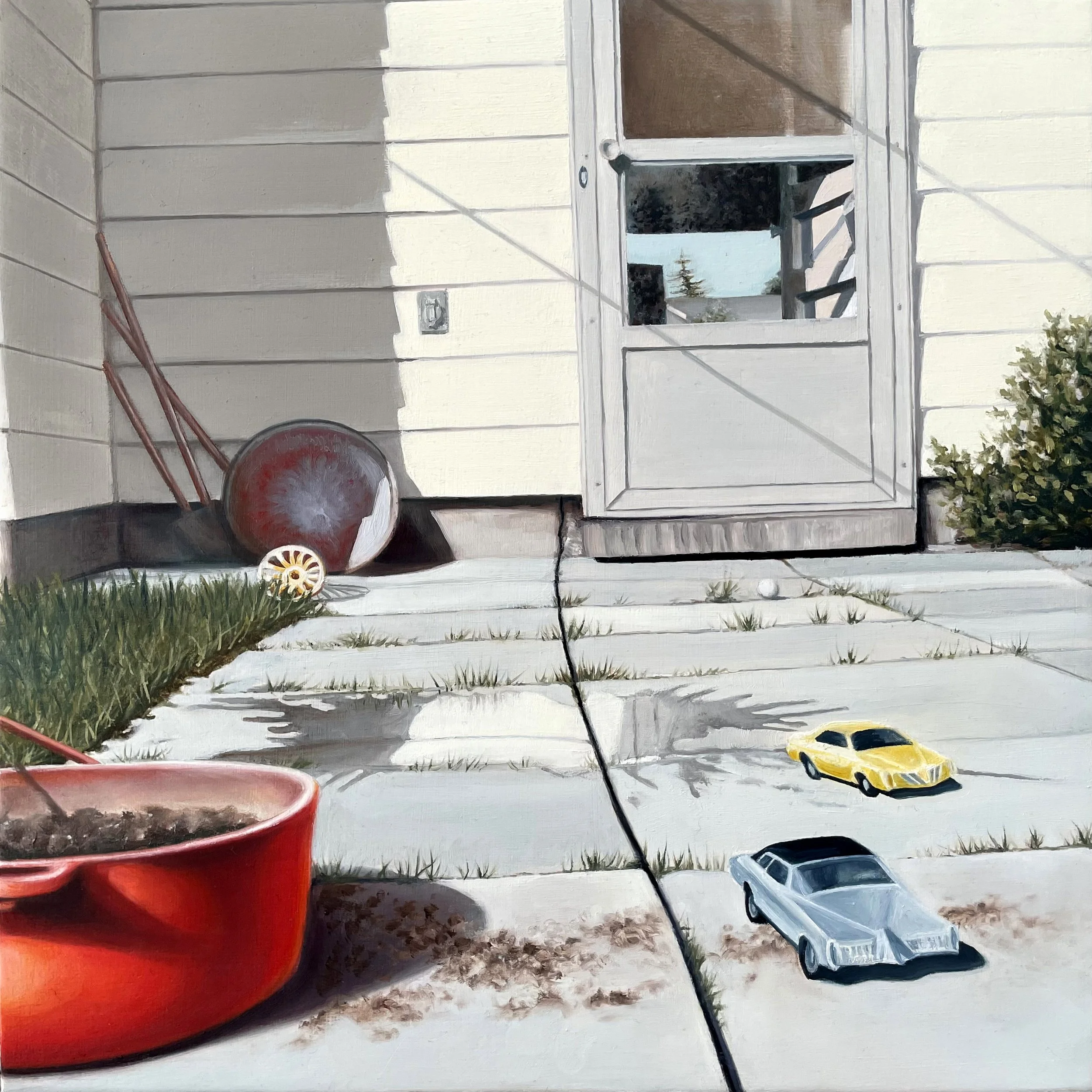 "The backyard", 12x12in, oil on panel, 2024 (private collection)