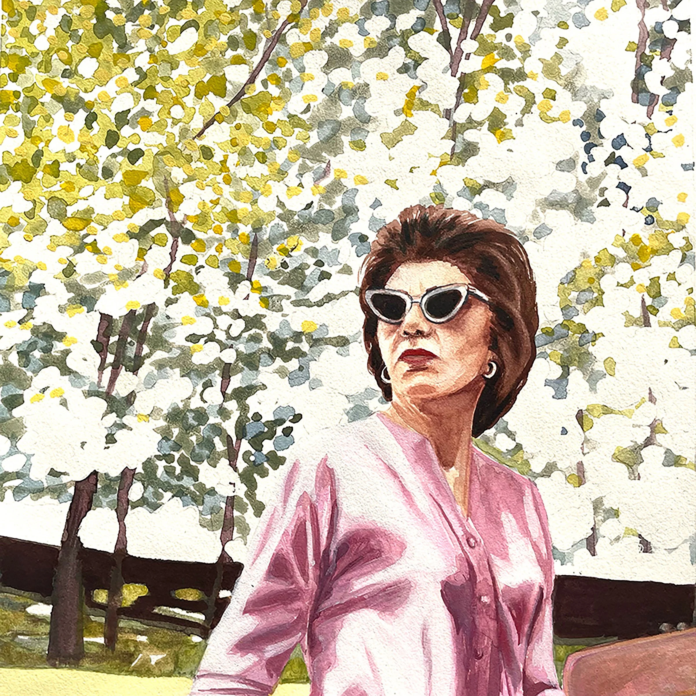"Anne" 8x8in, watercolour on Arches, 2023 (private collection)