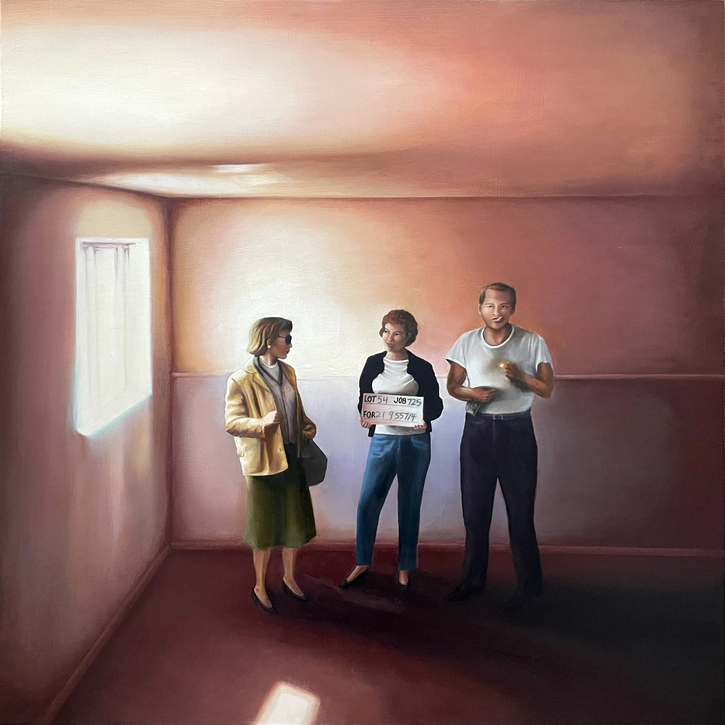"The Dining Room (left)", 30x30in, oil on panel, 2024 (available)