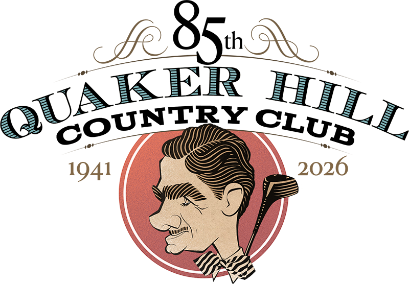 Vintage logo for Quaker OHli featuring a caricature of a smiling man with a bow tie and mustache, with a Quaker hat above and text arching over.