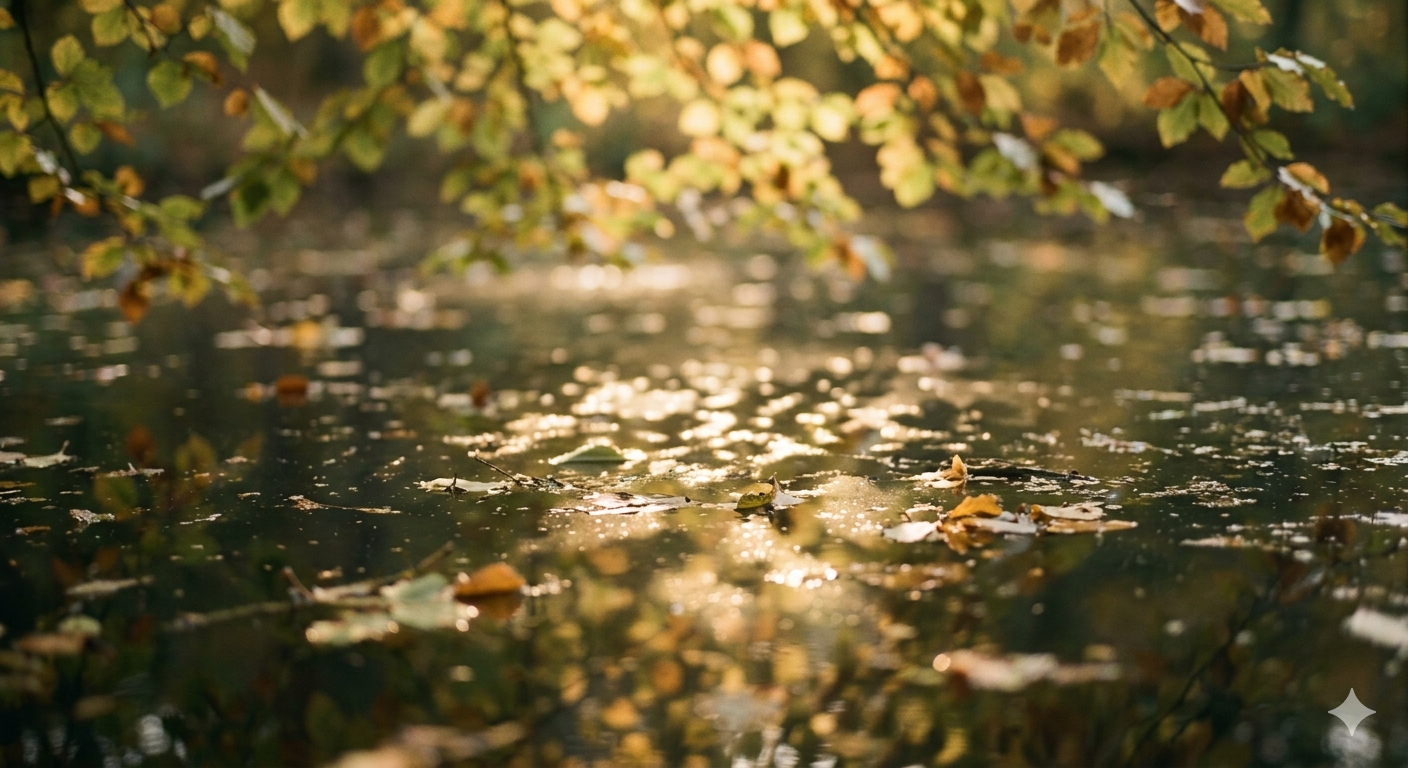 Sunlight reflecting on a calm pond, representing the stillness and processing that EMDR therapy can bring at Lotus Flower Counseling