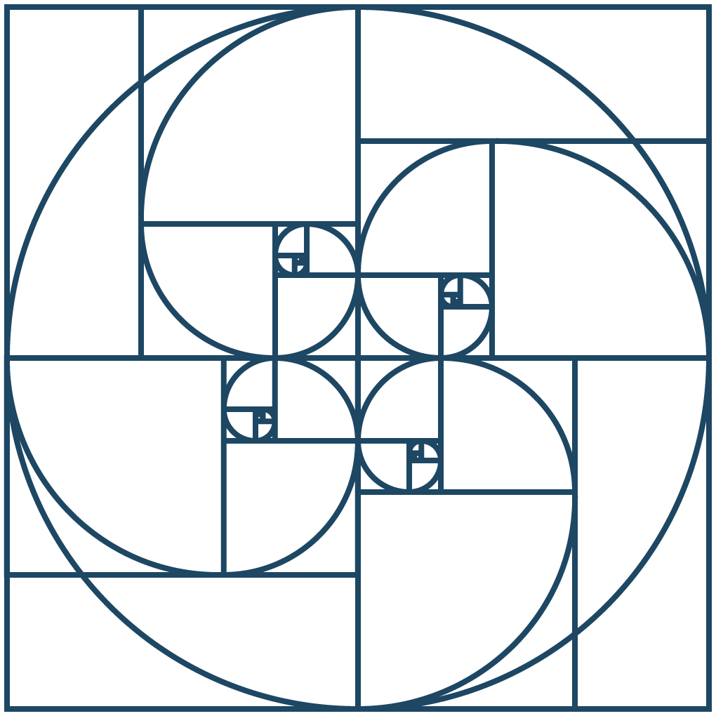 Jenn Overmeyer's Coaching and Business Consulting logo, a clean line illustration of the Fibonacci spiral.