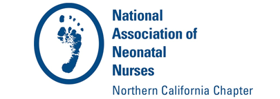Logo of the National Association of Neonatal Nurses Northern California Chapter featuring a blue footprint inside a blue circle.