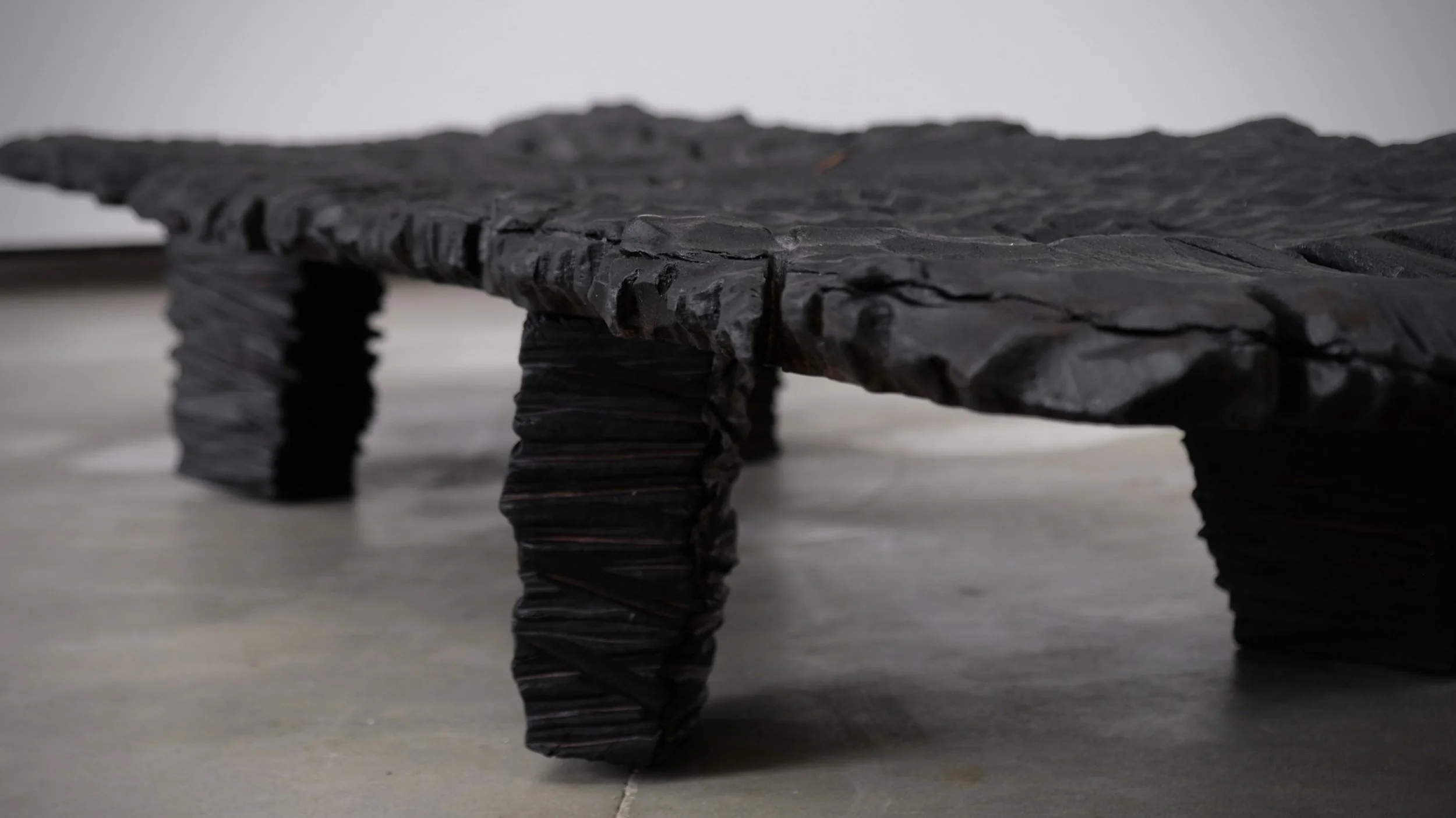 Reclaimed mahogany Shou Sugi Ban ceremonial table with copper details — Kitsune Moon Studio Byron Bay