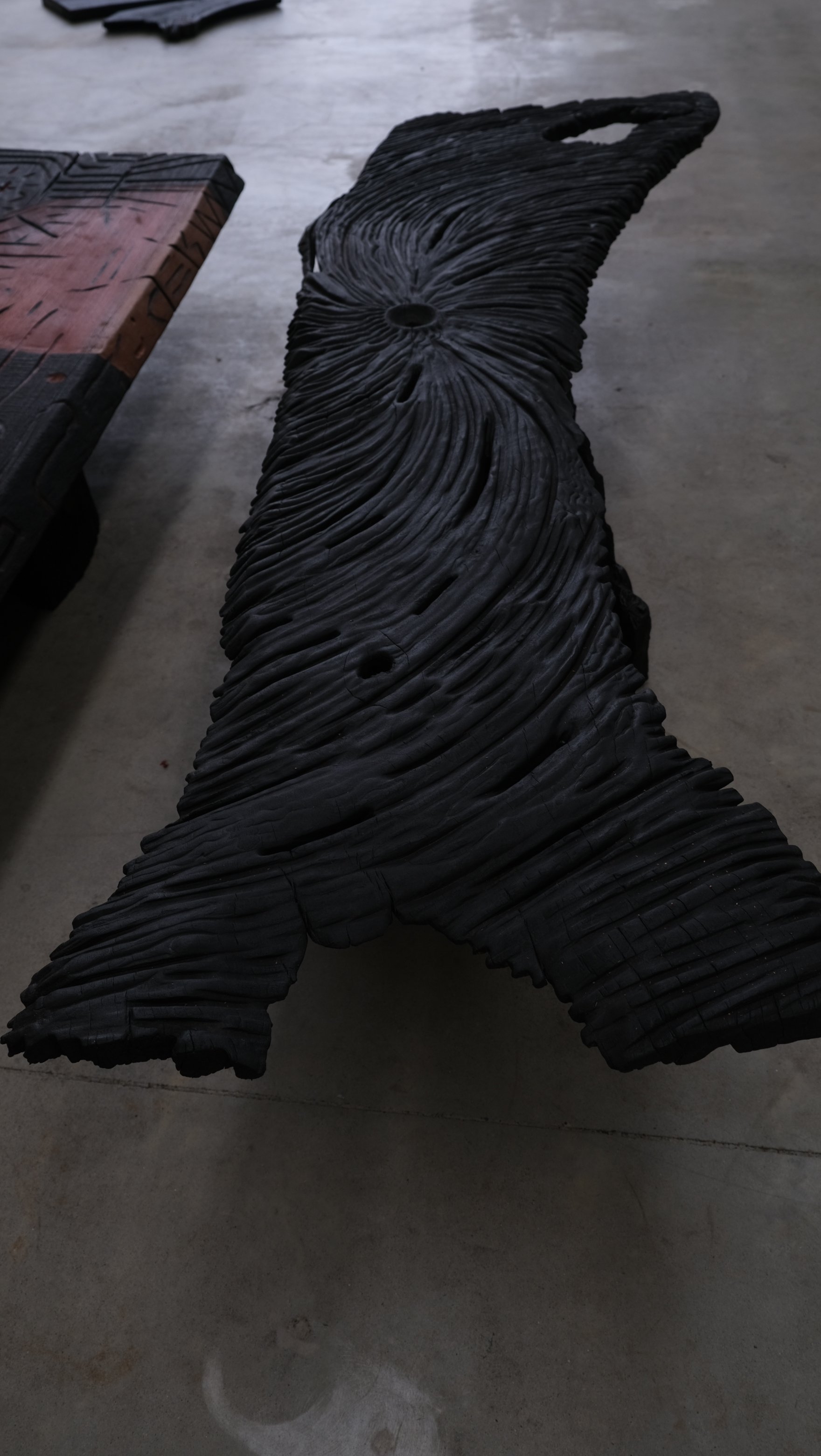 Sculptural reclaimed red cedar Shou Sugi Ban coffee table — Kitsune Moon Studio Byron Bay