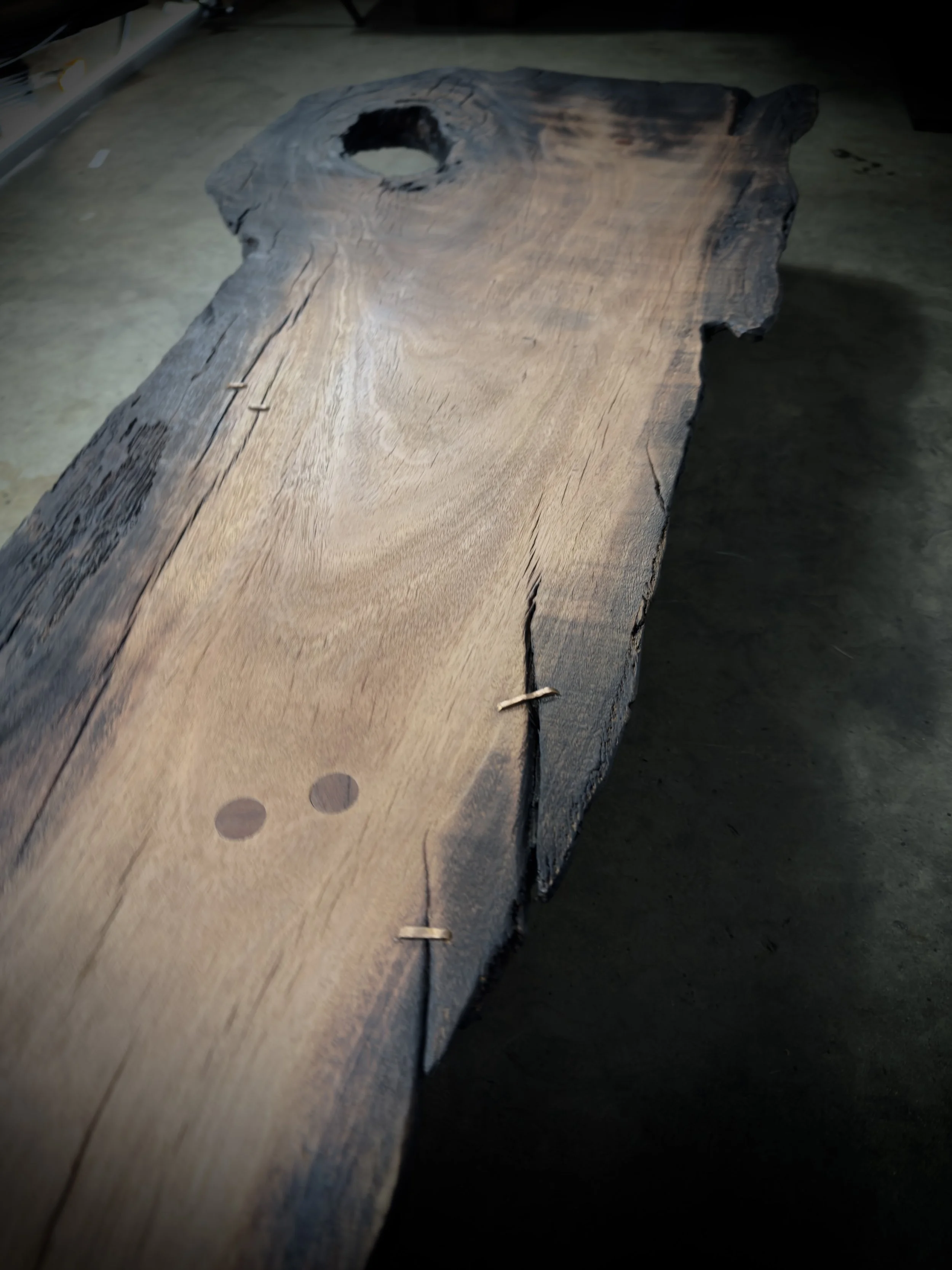 Handmade low tea table in flood-reclaimed timber — Kitsune Moon Studio Byron Bay