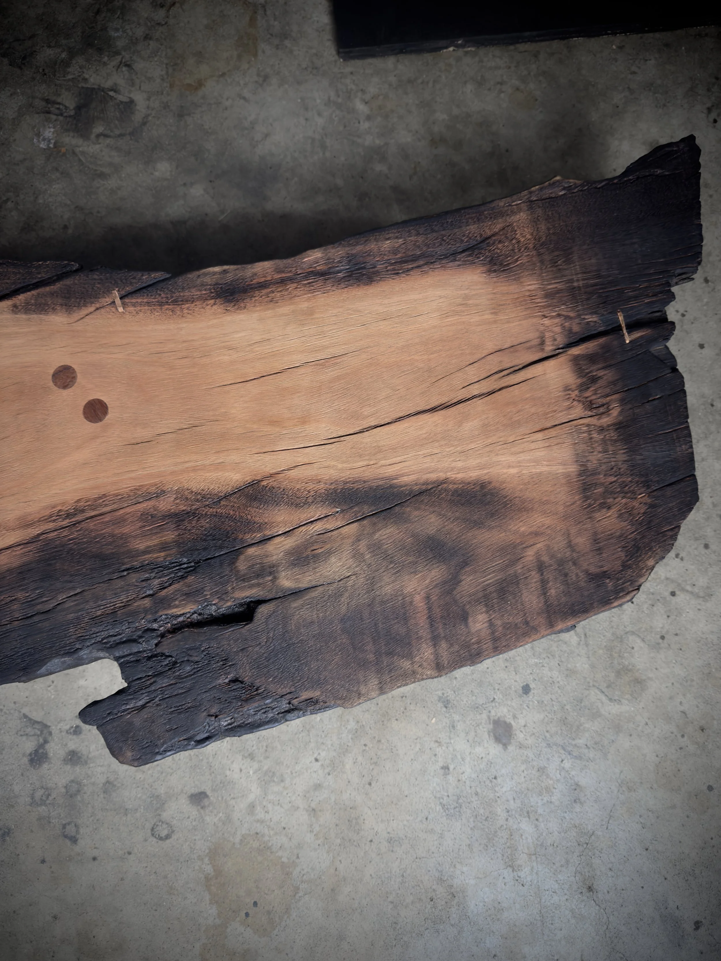Handmade low tea table in flood-reclaimed timber — Kitsune Moon Studio Byron Bay