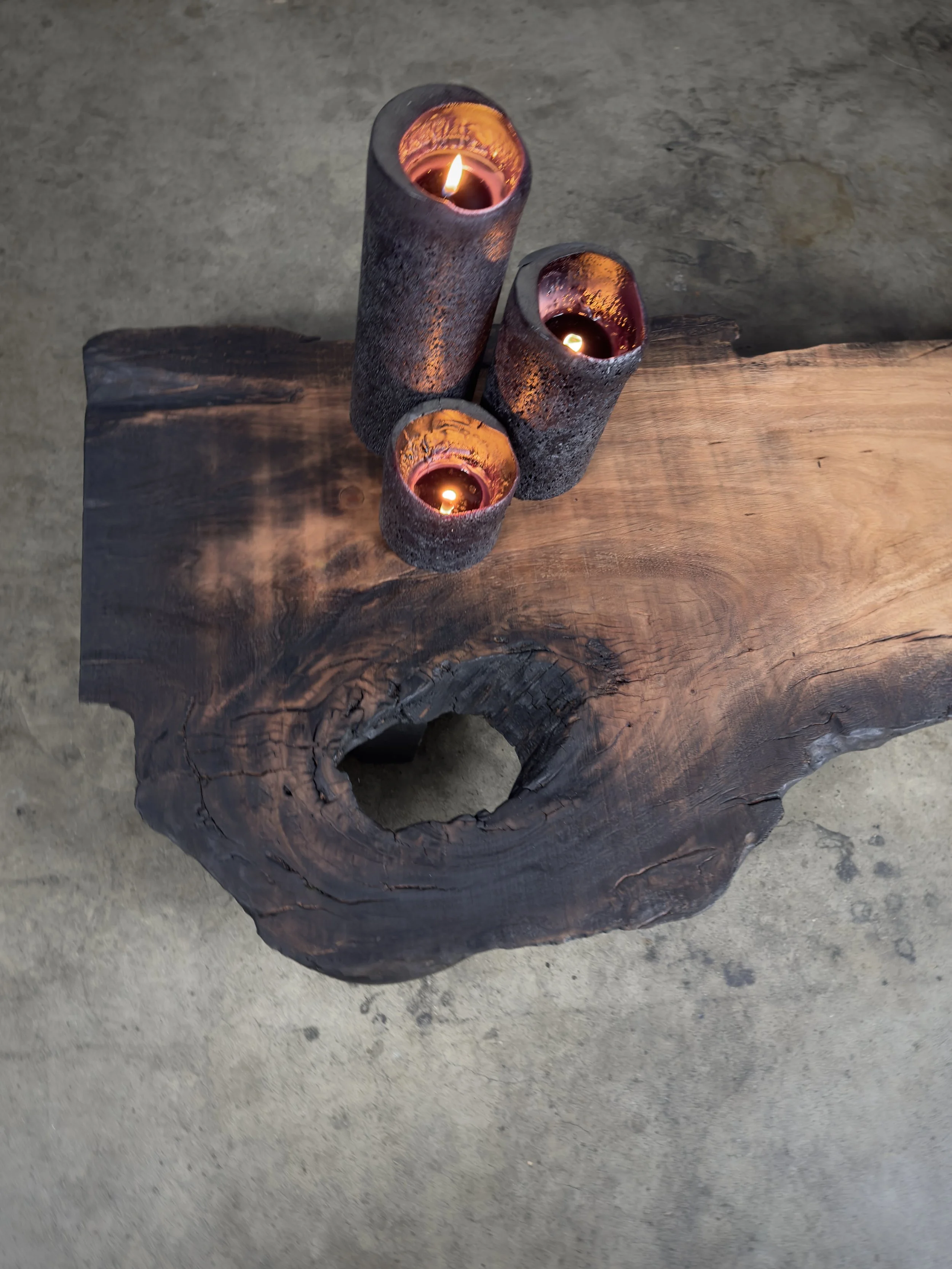 Handmade low tea table in flood-reclaimed timber — Kitsune Moon Studio Byron Bay