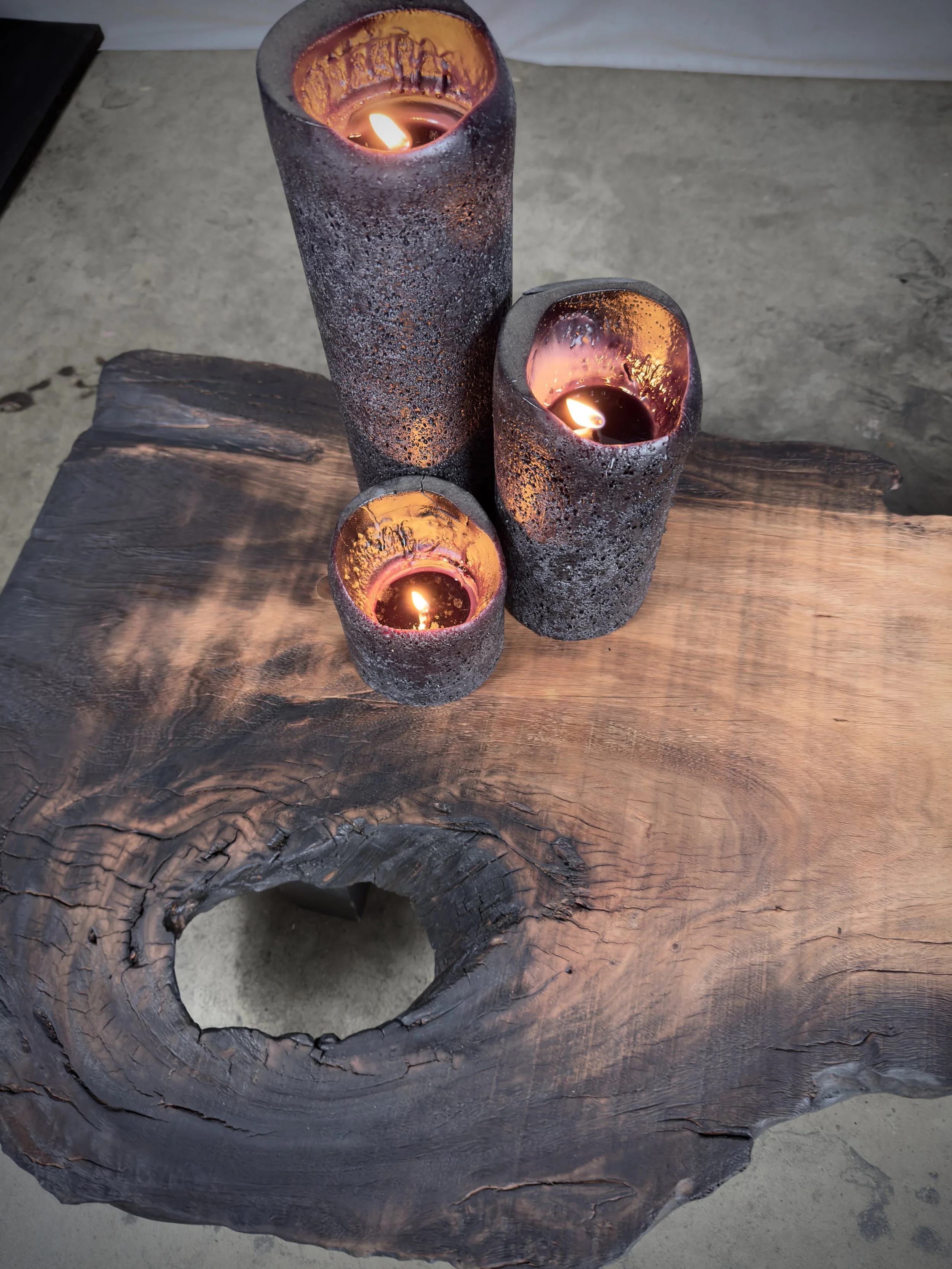 Handmade low tea table in flood-reclaimed timber — Kitsune Moon Studio Byron Bay