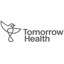 Logo of Tomorrow Health featuring a stylized snake intertwined with a medical cross.