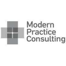 Logo of Modern Practice Consulting with a gray cross symbol and black text