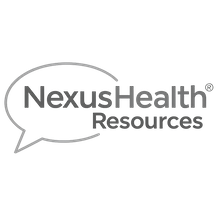 NexusHealth Resources logo with stylized text and a speech bubble design