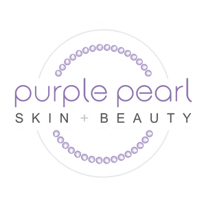 Purple Pearl Skin + Beauty logo with purple pearl circle design