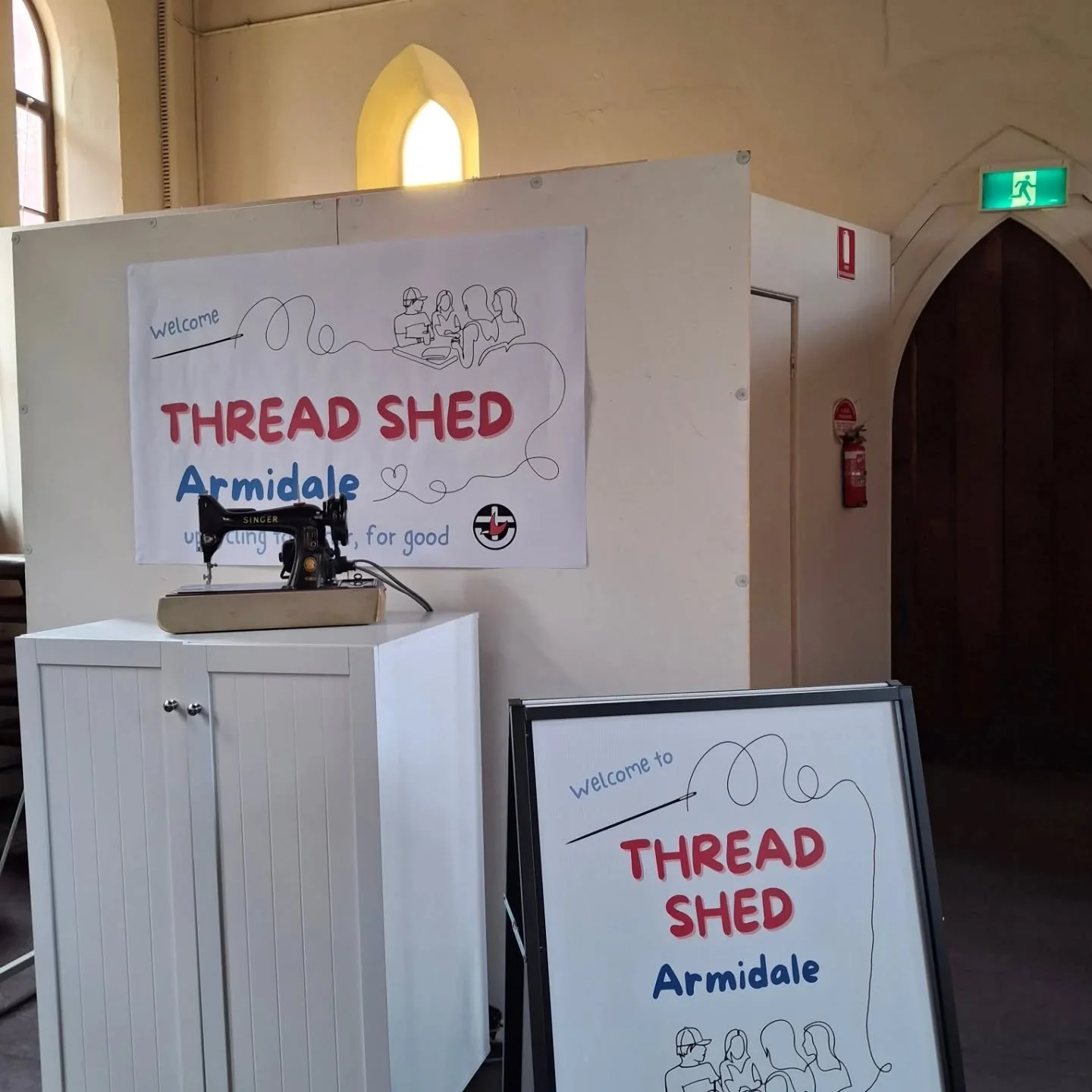 It's getting exciting now! We've set up for tomorrow's info session for volunteers (10am 11th April 2026, 114 Rusden Street) ahead of our opening on 23rd April. If you're interested in upcycling textiles and meeting others in our community, you're mo