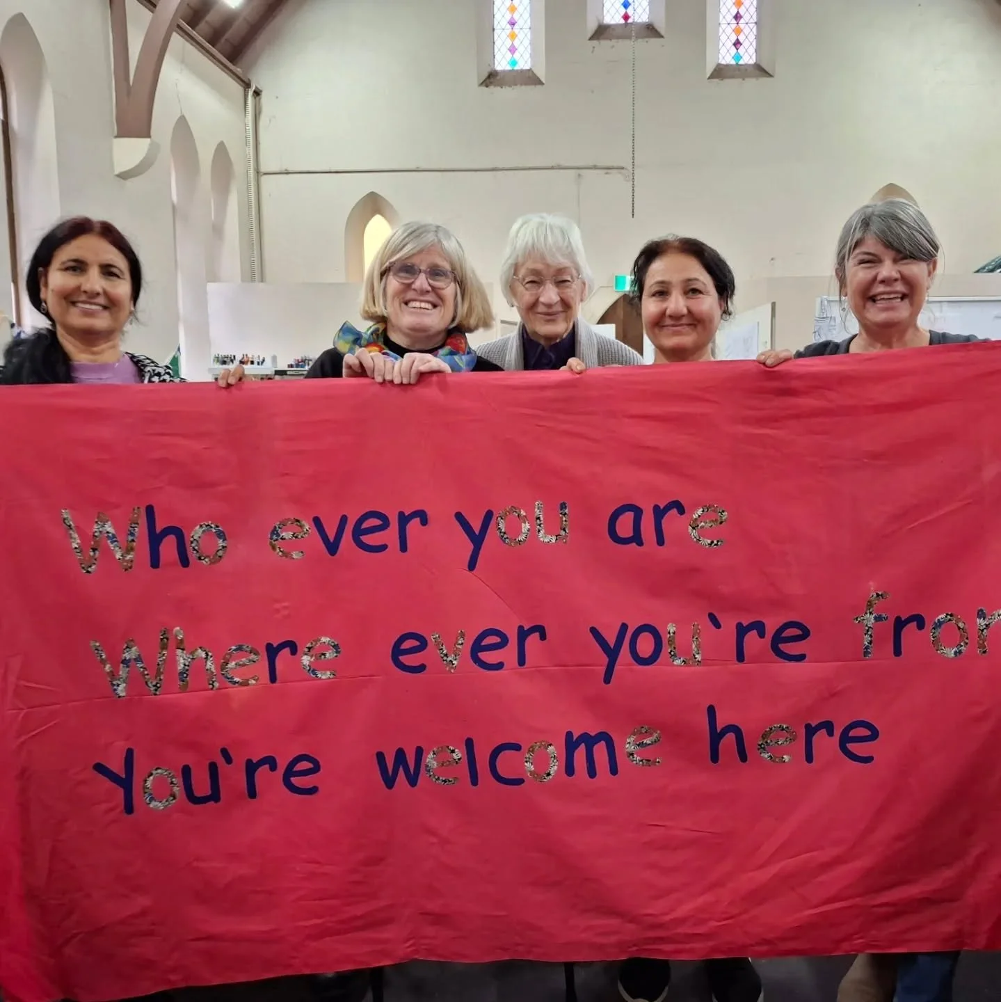 Well done, everyone! The letters are on, just need a bit of stitching. Thanks to @bezarhussein @laffantrudie (not pictured), Narelle, Bev, Khatoon and Catherine. Will be working on this on future days.