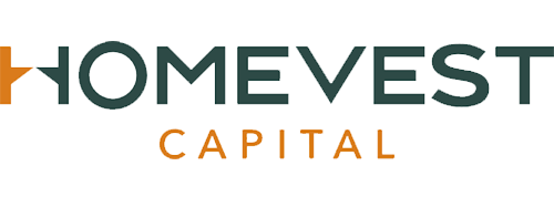 Logo of Homevest Capital with a stylized house icon and text in dark green, orange, and black.