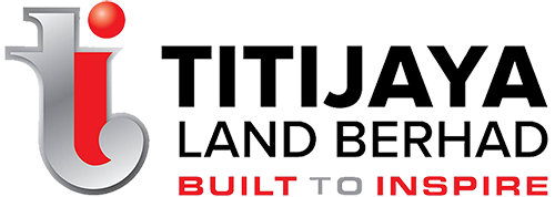 Illustration of the 'i' in the 'Titi Jaya and Berhad' logo with the tagline 'Built to Inspire' in red.