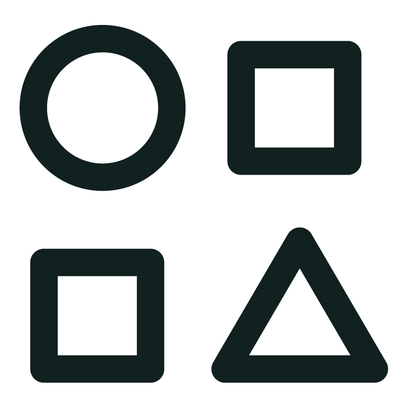 A diagram showing the common media control symbols: a circle for record, a square for stop, a square for pause, and a triangle for play.