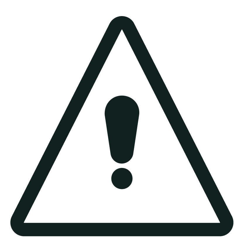 Warning triangle icon with an exclamation mark inside.