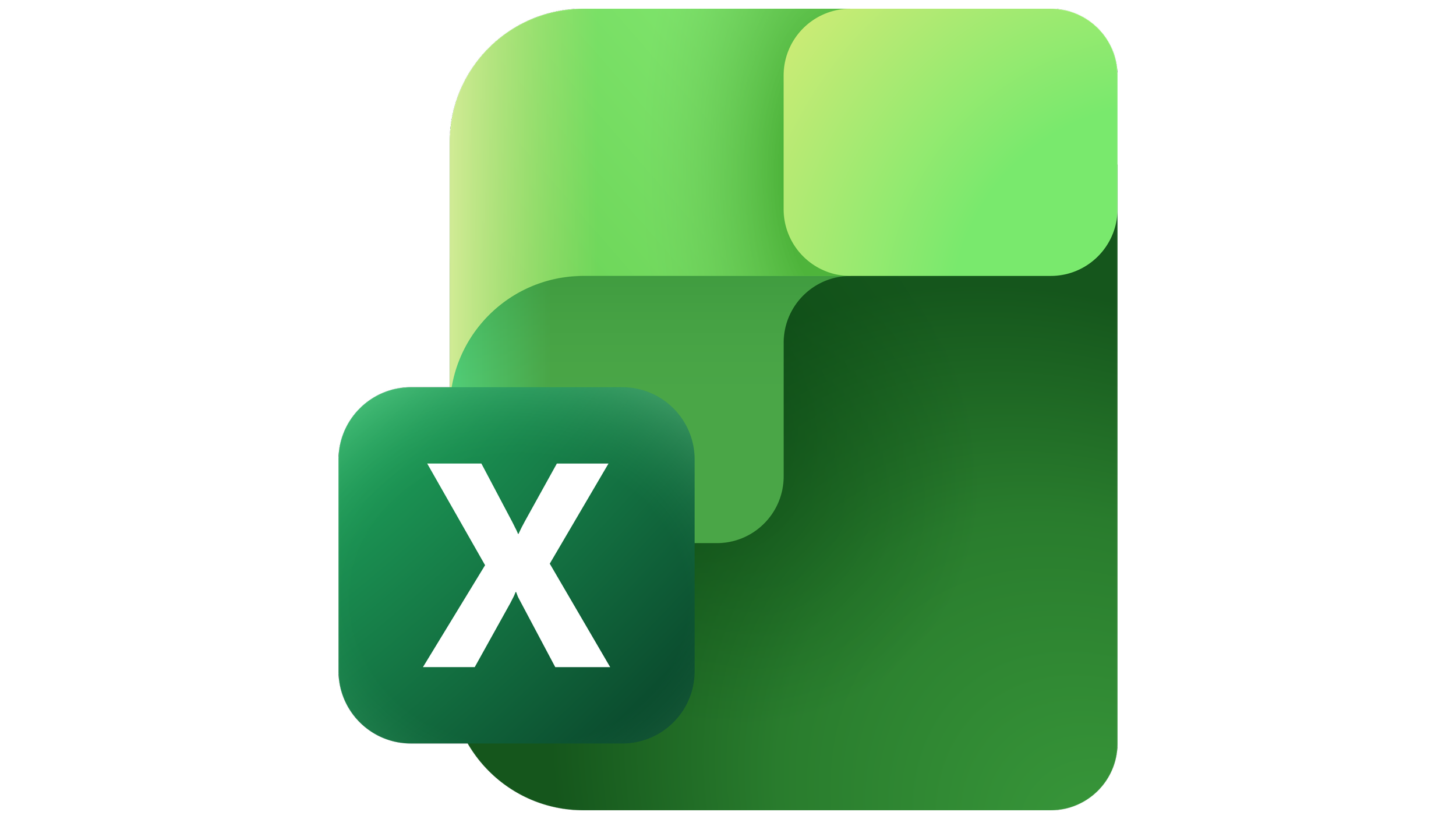 Microsoft Excel icon with green color, layered sheets, and a white X in the foreground.