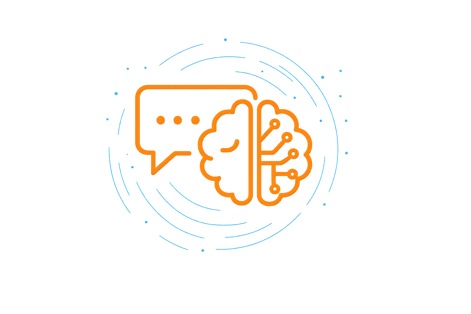 Neon outline of a speech bubble and a cloud with circuit lines, symbolizing cloud communication or technology.