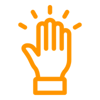 Outline of a raised hand raising the index finger