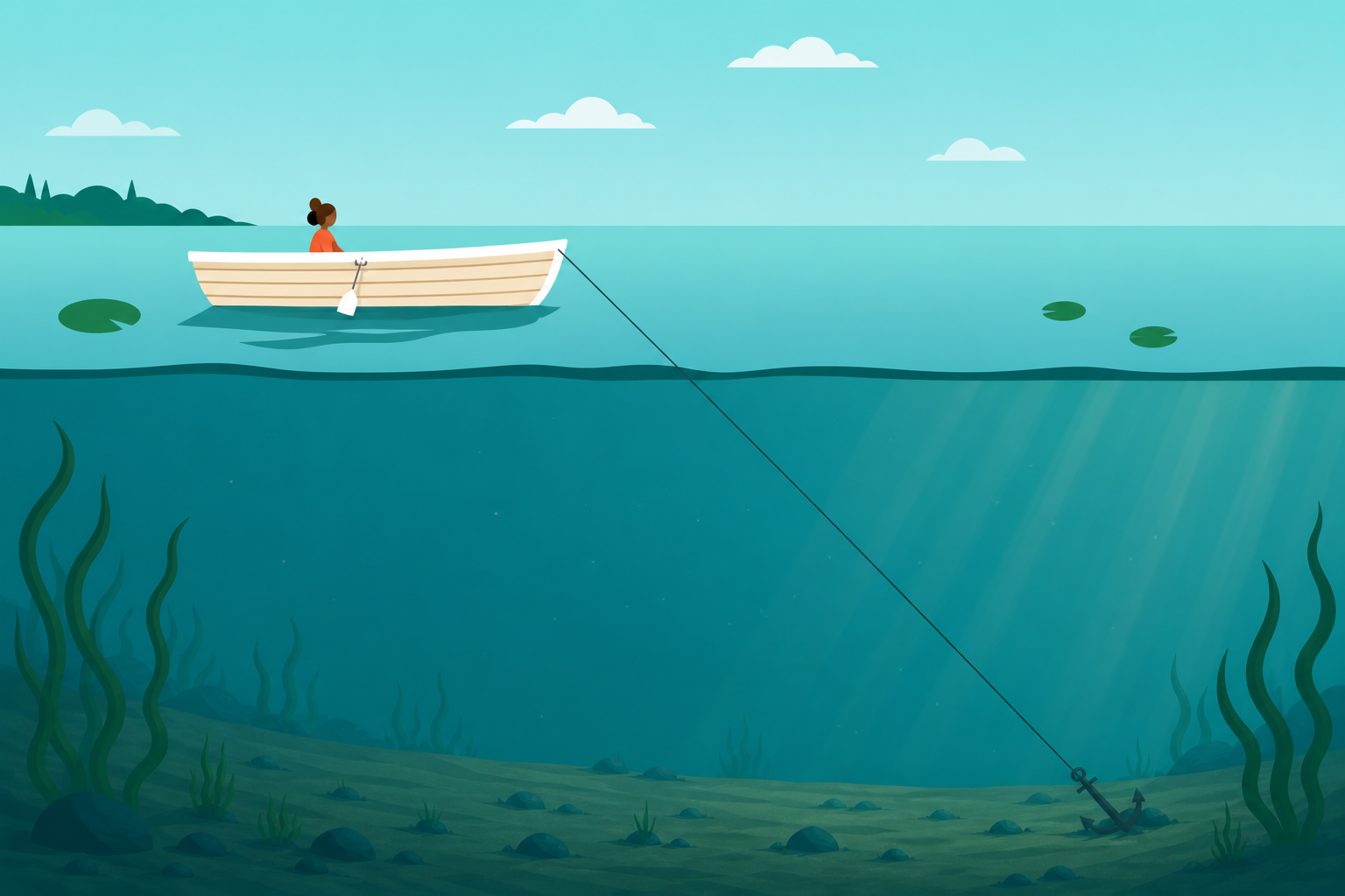 Blog Boot mit weit entferntem Anker