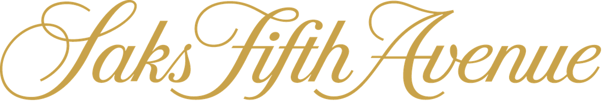 Stylized gold-colored text that reads 'Saks Fifth Avenue' in cursive font.