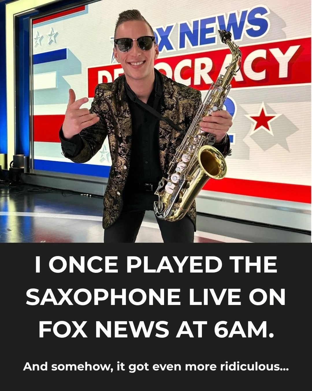 One of the most surreal mornings of my career.

In November 2022, I got picked up from my apartment at 4:30am to play live on @foxandfriends for National Saxophone Day.

I performed the National Anthem, taught the anchors how to play saxophone (inclu