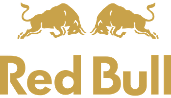 Red Bull logo with two golden bulls facing each other around the text.