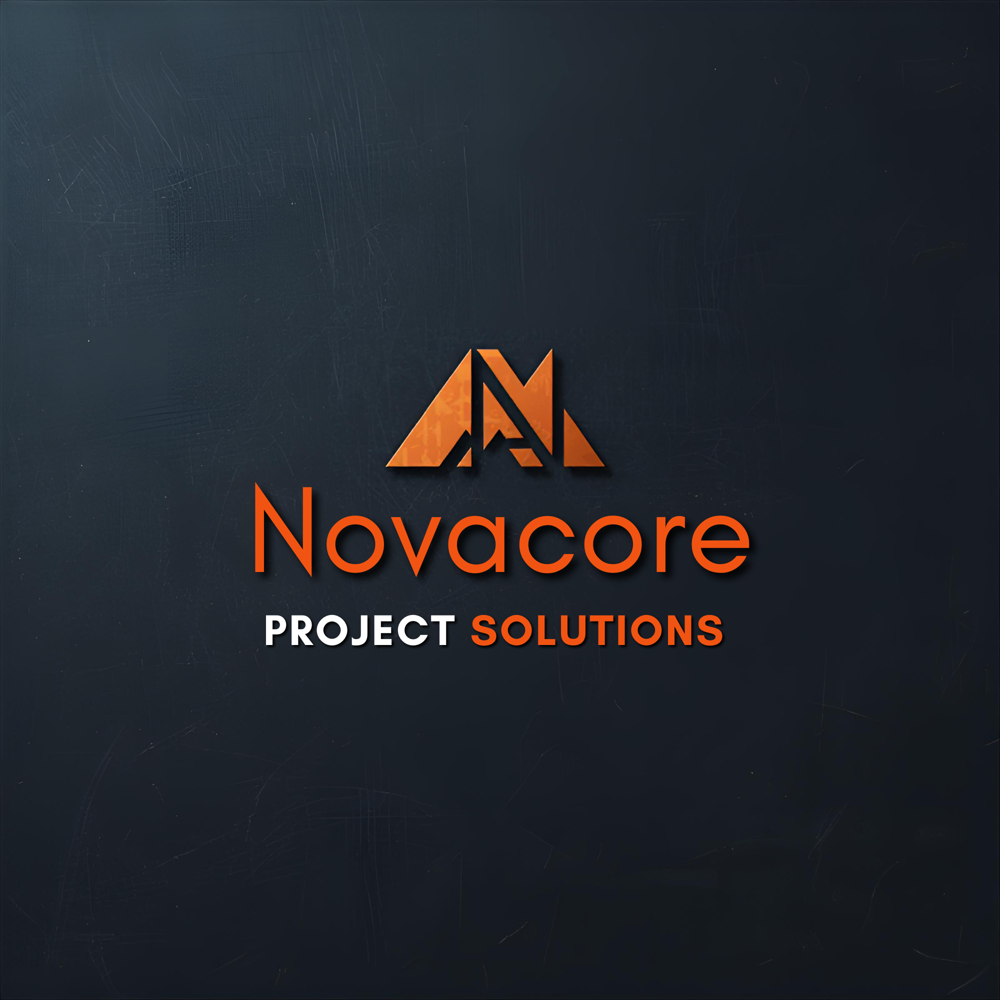 Logo of Novacore Project Solutions with a stylized mountain and N symbol on a dark background.