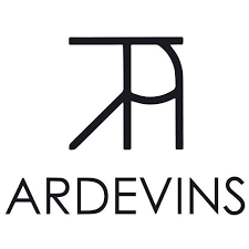 Logo avec un symbole stylisé au-dessus du mot 'ARDEVINS'