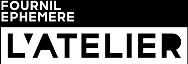 Texte affiché avec 'FOURNIL EPHEMERE' et 'L'ATELIER' en grands caractères