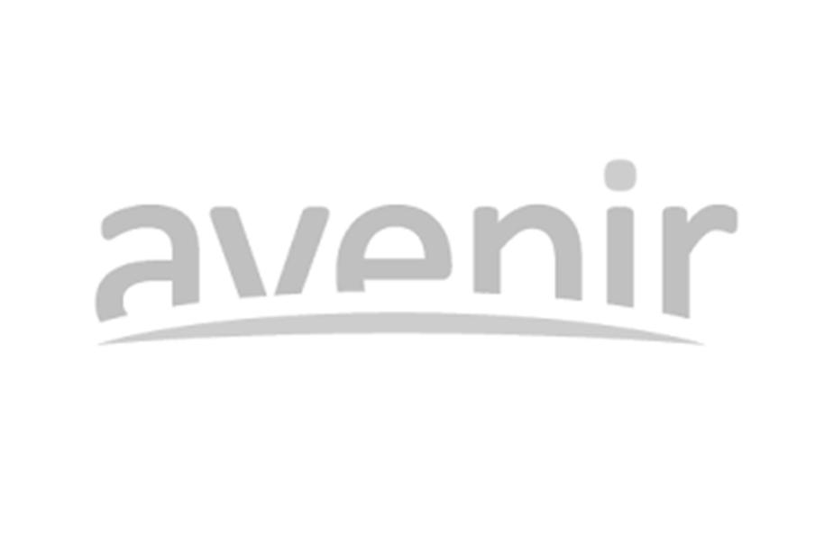 Grayscale logo of Avenir.