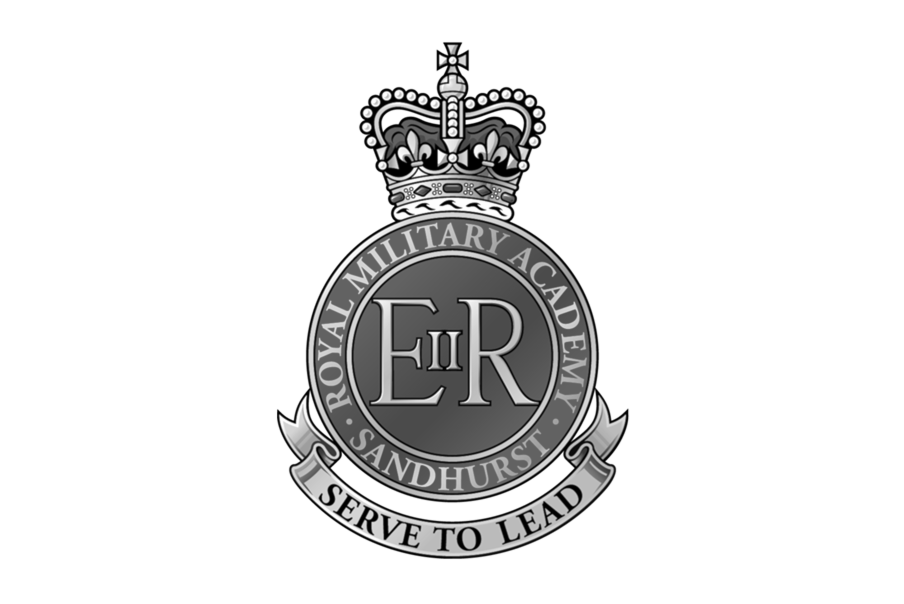 Black and white logo of the Royal Military Academy of Sandhurst.