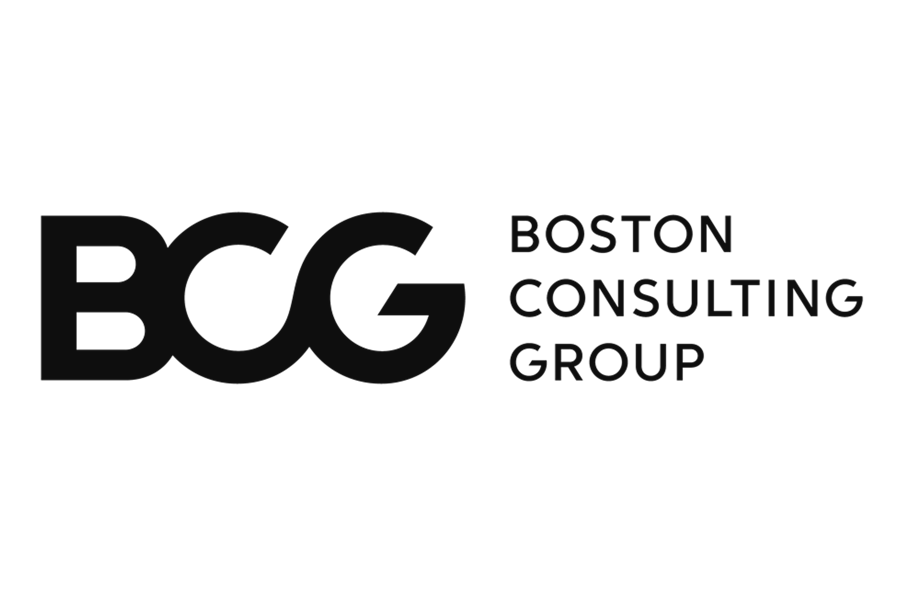 Black and white logo of Boston Consulting Group.