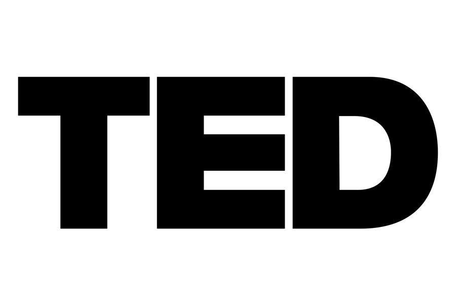Black and white logo of Ted.